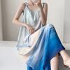 Anti-bump cotton silk suspender nightdress women's summer thin plant flower high-end loungewear with chest pad dress