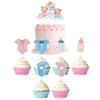 12pcs Boy or Girl Cupcake Toppers Glitter Onesie Jumpsuit Baby Shower Kids Birthday Gender Reveal Party Cake Decorations Supplie