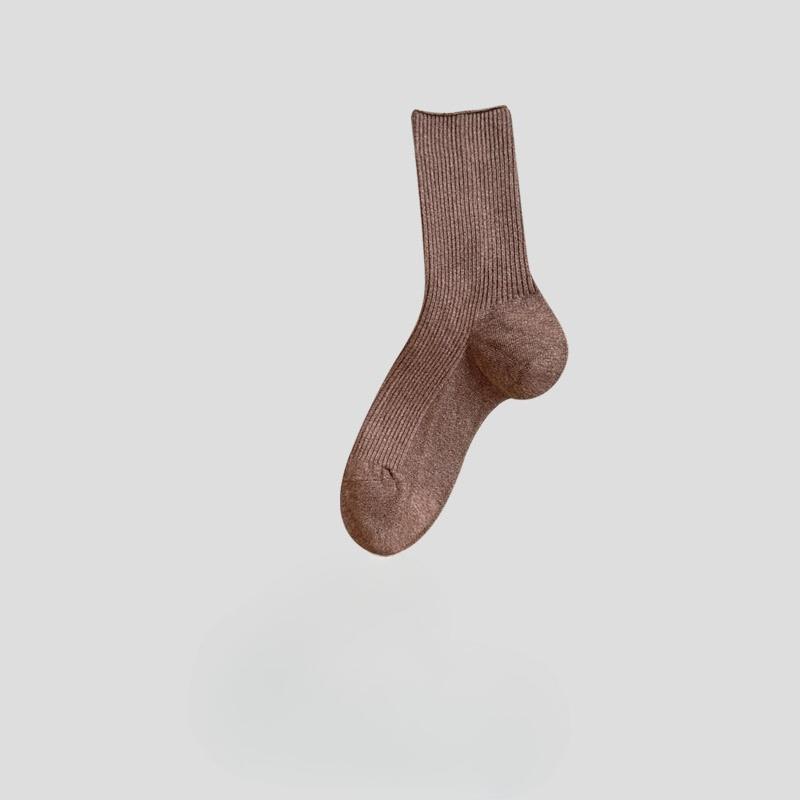 Women's Mid-calf Socks, Spring and Autumn Cotton Socks, Long Socks, Solid Color, Versatile Autumn Boneless Pile Socks