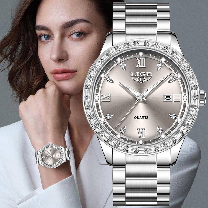 LIGE quartz wristwatch elegant women Fashion waterproof clock luminous business Ladies Watch casual Watch for Women reloj