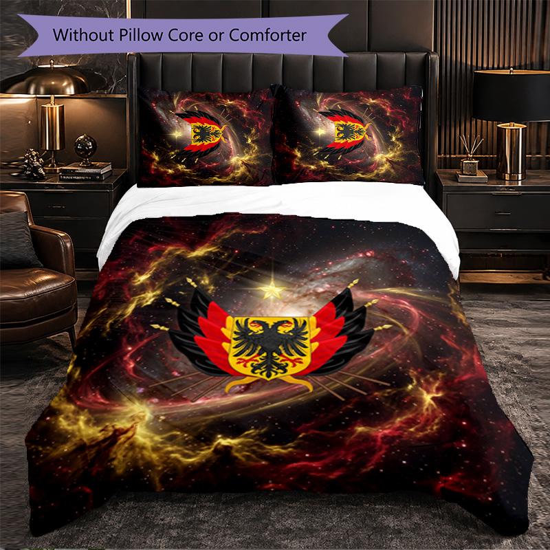 Belgium Football Pattern 3 Pieces Bedding Set Soft Microfiber Duvet Cover with Pillow Cases for Bedroom