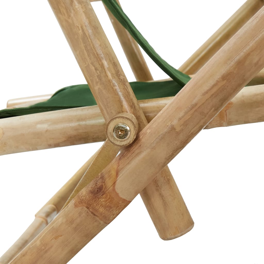 Adjustable Relax Chair in Green Bamboo and Fabric