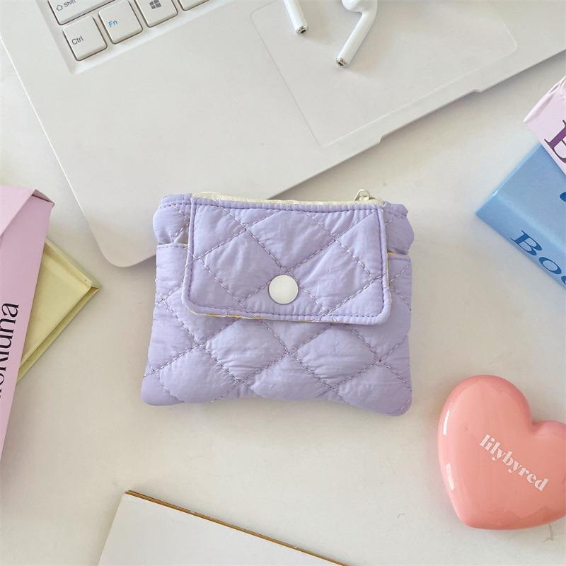 Quilted rhombus grid change bag snap card bag storage bag certificate bank card multi-function finishing small bag