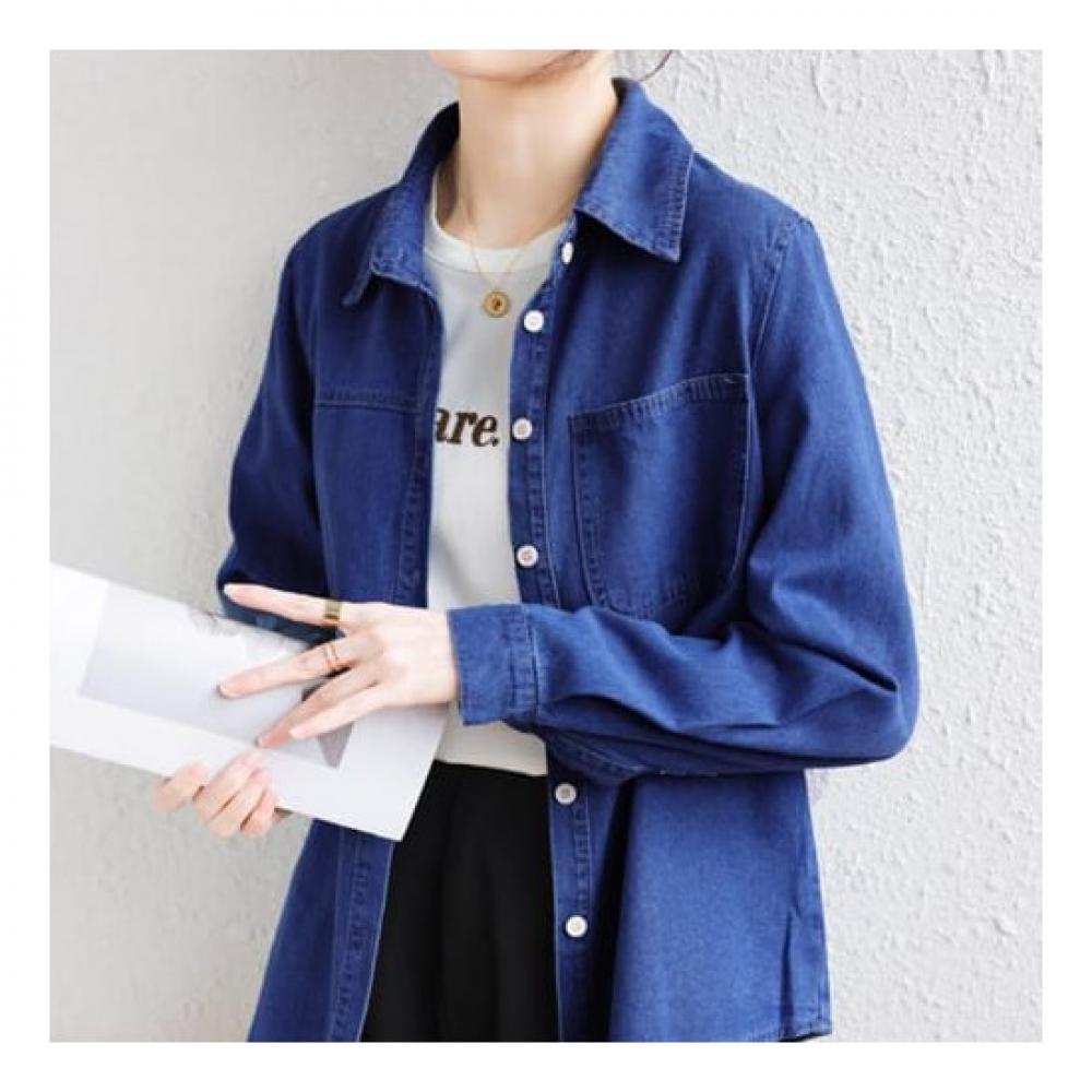 Navava Casual Retro Long Sleeve Denim Shirt Nb1809