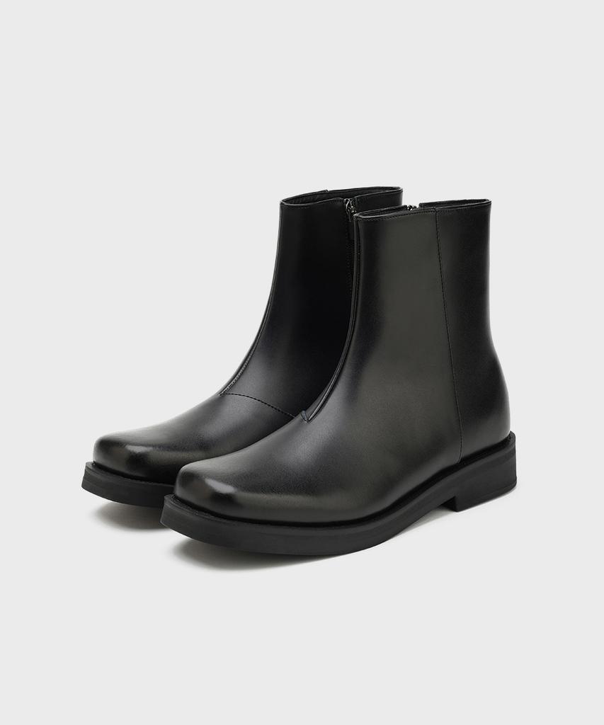 Firenze Atelier [Second.A] Minimal Square Toe Zip-Up Boots 2Ndf4300Gb [Black]
