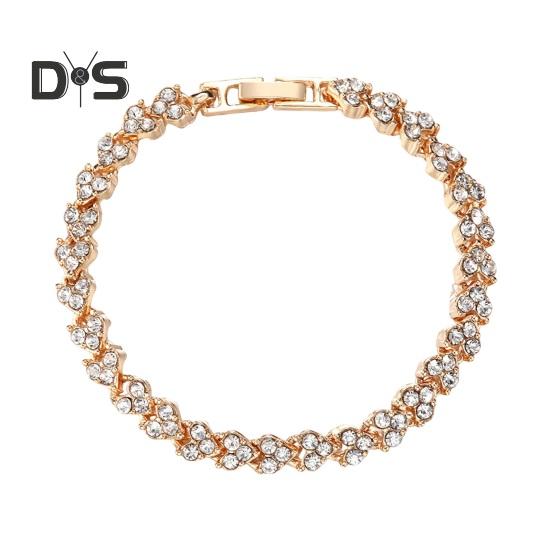 

Женский браслет с пряжкой в стиле ретро, белый, черный, искусственный кристалл, форма сердца, кубический цирконий, формальные украшения для выпускного вечера, коктейльной вечеринки, невесты, запястье золотистый