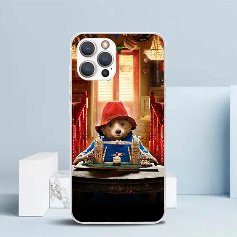 Cute P-PaddingtonS Bear Soft Cover for iPhone 16 17 Air 15 14 Pro Max 16E Phone Case 13 Mini 12 11 7 SE 8 Print Pattern Fit Case