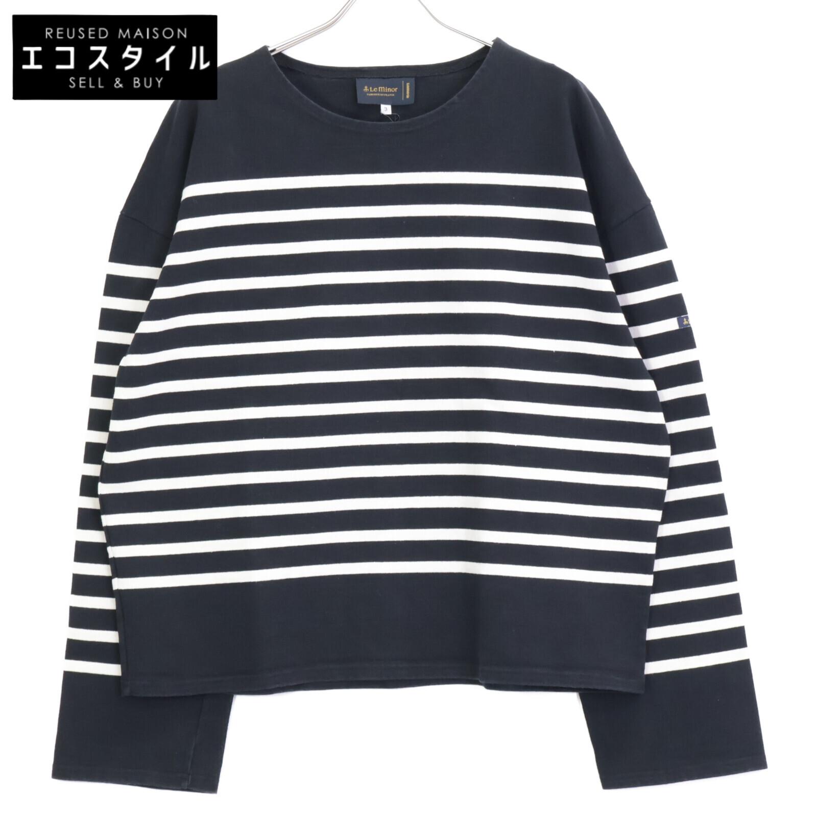 

Le minor ×REVERBERATExUR MARINIERE 25Stainless Steel Black Cotton Box Silhouette Border Collar Shirt tops 3 Black x whiteUsed