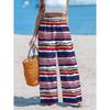 Women's flower wide leg pants with high waist, loose and lightweight elasticity, casual and loose straight leg vacation pants