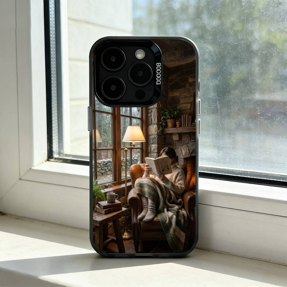 Coffee-Study Book illustration Phone Case For iPhone 17,16,15,14,13,12,11 Plus,Pro Max,XS,Colorful Silver Phone case Funda Cover