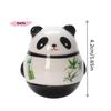 S-1 Pc Japanese Ceramic Panda Doll Crafts Panda Tumbler Toy Lucky Charm Fortune Ornament Landscape Home Office Desk Decor