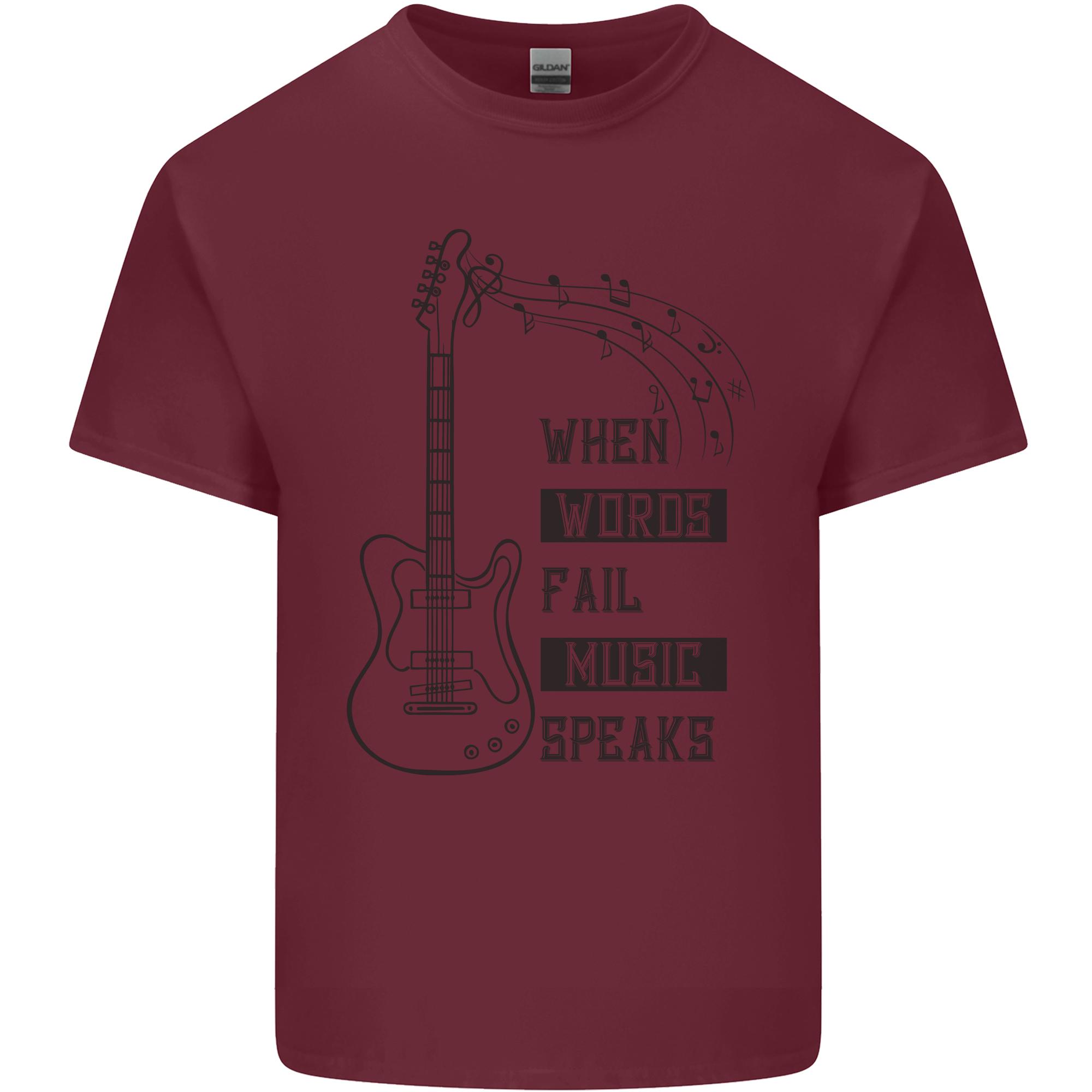 Guitar When Words Fail Music Speaks Unisexs Light Cotton TShirt S