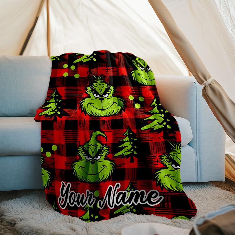 Customizable Crunch Christmas Throw Blanket – Personalized Name, All-Season Cozy Snug Blanket, Machine Washable, Personalized Blanket