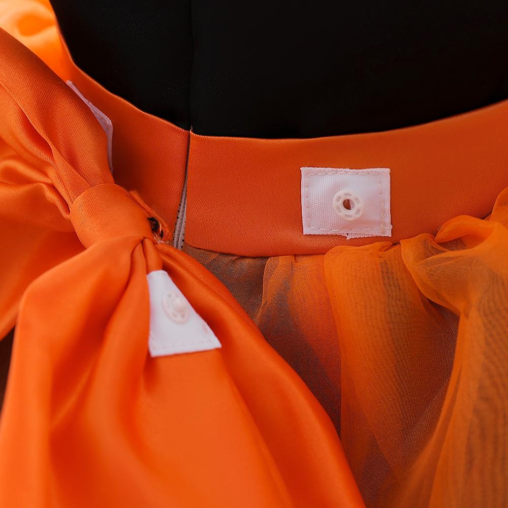 Κολοκύθα Μωρό για Κορίτσι Cosplay Αποκριάτικη Στολή Φορέματα για Παιδιά Φιόγκος Πορτοκαλί Φορέματα Πάρτι Κοριτσιών Μαύρος Φάντασμα Αποκριάτικο Φόρεμα Χορού