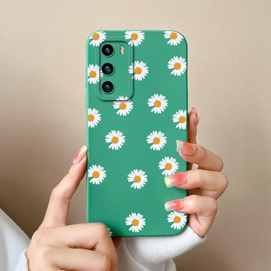 Case For Huawei P40 Pro Flower Pilot Back Cover Soft Liquid Silicone Camera Protection Phone Shell For Huawei P 40 P40Pro Coque