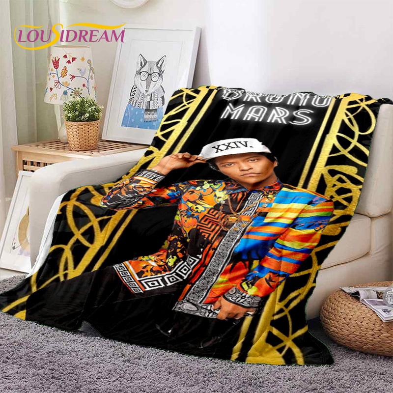 Bruno Mars 3D Singer Star Soft Flannel Blankets,Throw Blanket Comfortable Blanket for Picnic Beds Home Bedroom Cover Kids Gift