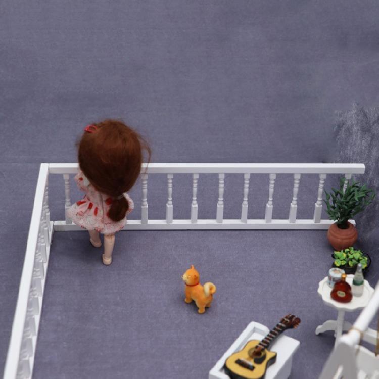 Dollhouse Mini Furniture Balcony Handrail Micro Scene Model Modern Wood Fence