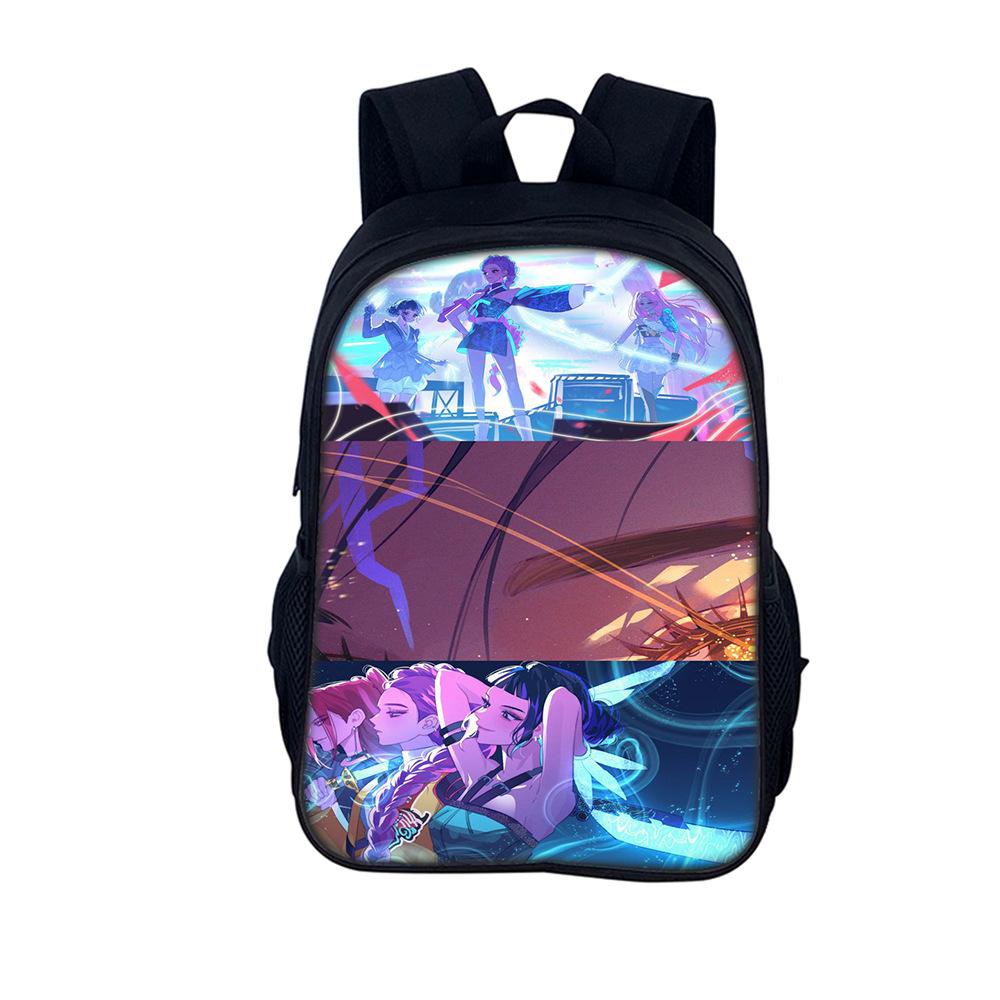 Rucsac cu imprimeu Kpop Huntrix, stil de 16 inch, pentru elevi de școală primară și gimnazială (Grup de fete vrăjitoare)