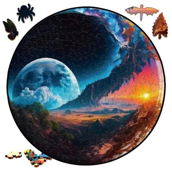Earth Scenery Round Wooden Puzzle Art Unique Shaped Pieces Wooden Toys for Adults Perfect Christmas birthday Landscaping Gift