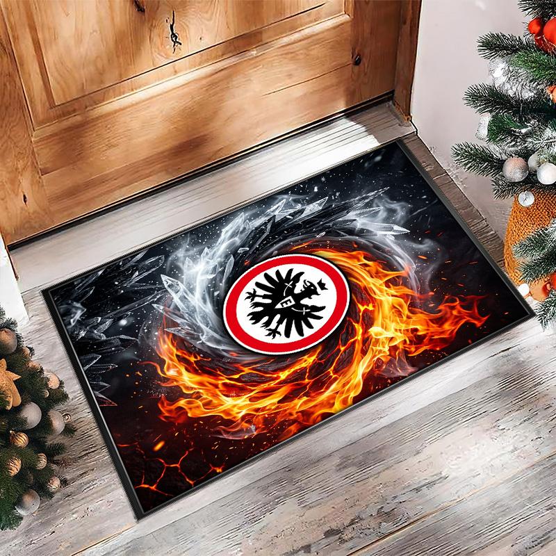 Eintracht Frankfurt Voetbal Print Kristal Fluweel Tapijt, Comfortabel Waterabsorberend Antislip Binnen Vloerkleed
