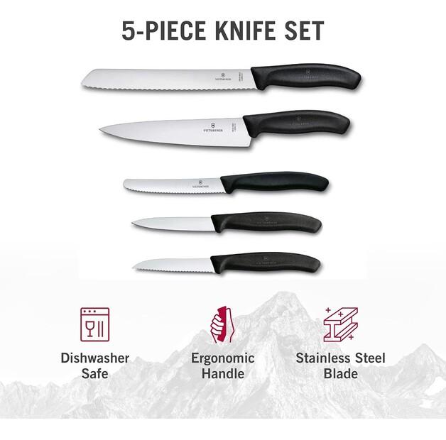 Victorinox SwissClassic Knife Set, 5 Pieces, Black (6.7133.5G)