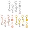 Non Piercing Navel Rings Belly Dangly No Perforation Zircon Star Moon Series Set Curved Body Jewelry for Women Girls