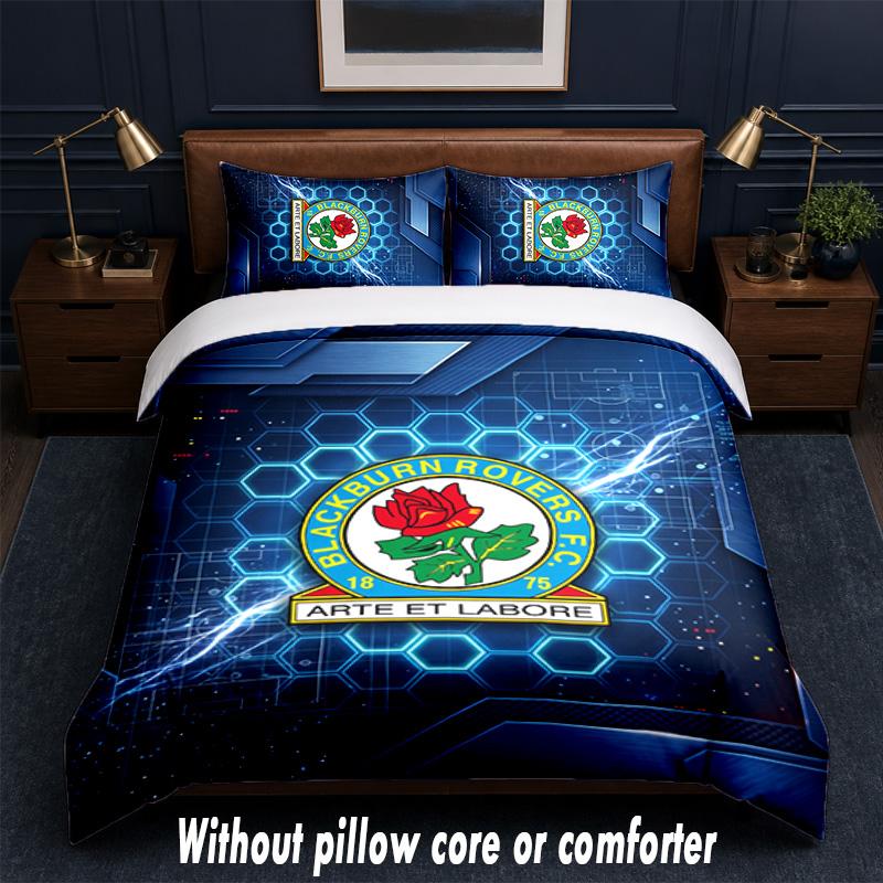 Blackburn Rovers Football Design Bed Bedding Set 1 Duvet Cover + 2 Pillowcases Soft Breathable Household Bed Linens