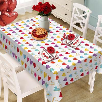 מפה ליום האהבה מפה בצורת לב אהבה מפה מלבנית מרובעת כיסוי שולחן רומנטי ליום השנה חתונה מסיבה קישוט לשולחן אוכל