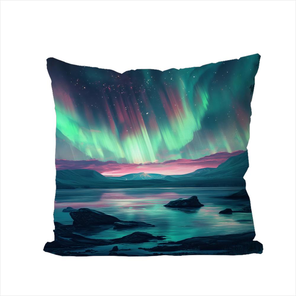 Polar Lights Pillow Case For Car Sofa Decorative Home Doublesided Print Plush Square Throw Pillow Cushion Cover