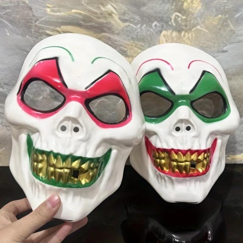 2025 New Joker Full Face Mask Funny Big Gold Teeth Smiling Face Mask Cool Boy Headgear Halloween Cosplay Props