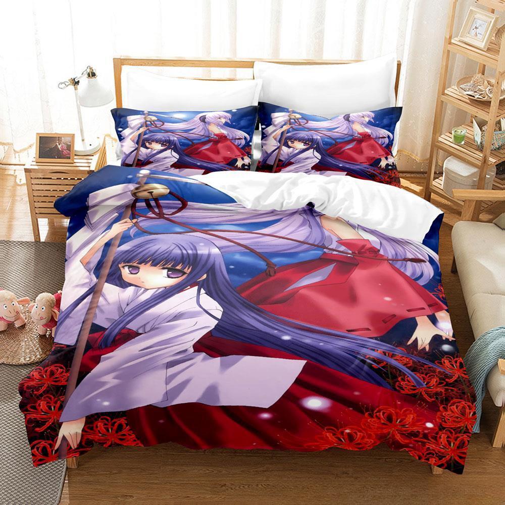Game Higurashi When They Cry Bedding Set Single Twin Full Queen King Size Bed Set Adult Kid Bedroom Duvetcover Sets Home Textile