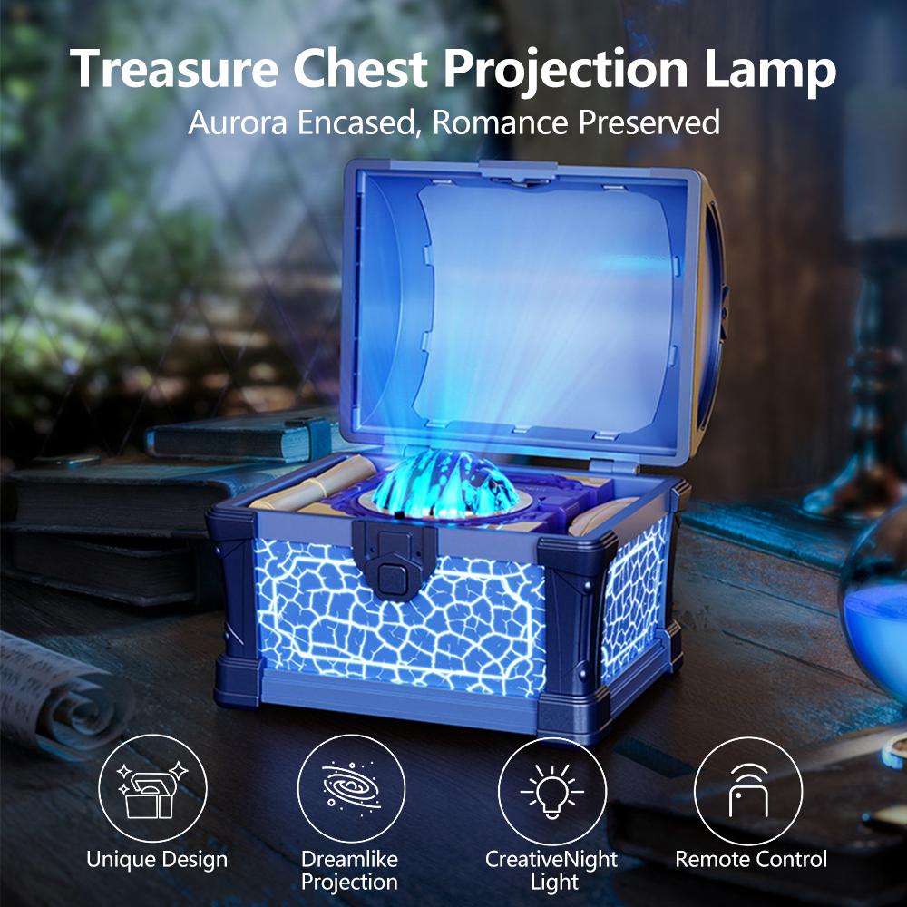 Treasure Chest Projector Night Light Bluetooth Speaker Galaxy Aurora Projection Lamp Ambient Northern Light For Room Decoration