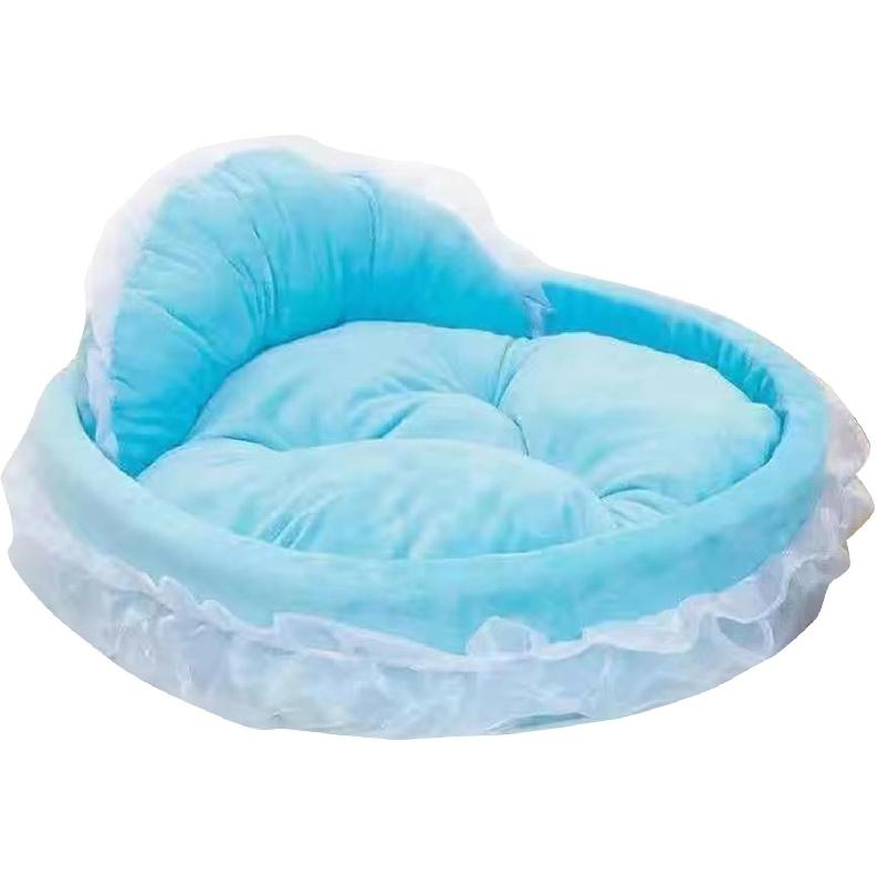 Princess Pet Bed with Bows Ruffled Lace Design Soft and Beautiful Dog Sofa Detachable Cushion Princess Nest