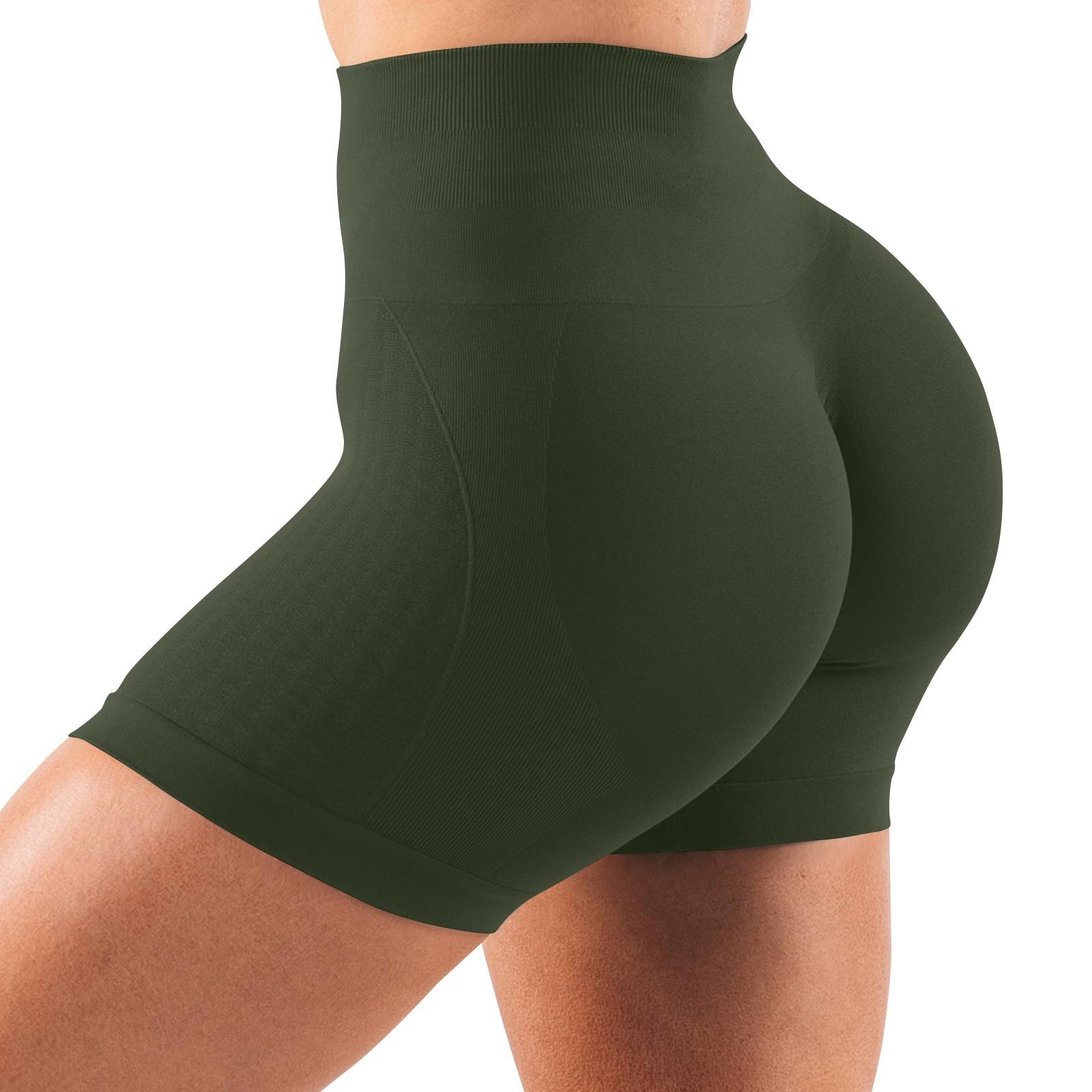 

Женские однотонные штаны для йоги, облегающие брюки с тремя точками для фитнеса L армия зеленый