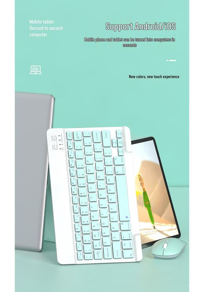 Ergonomic 10-inch 2024 Portable Bluetooth Keyboard & Mouse