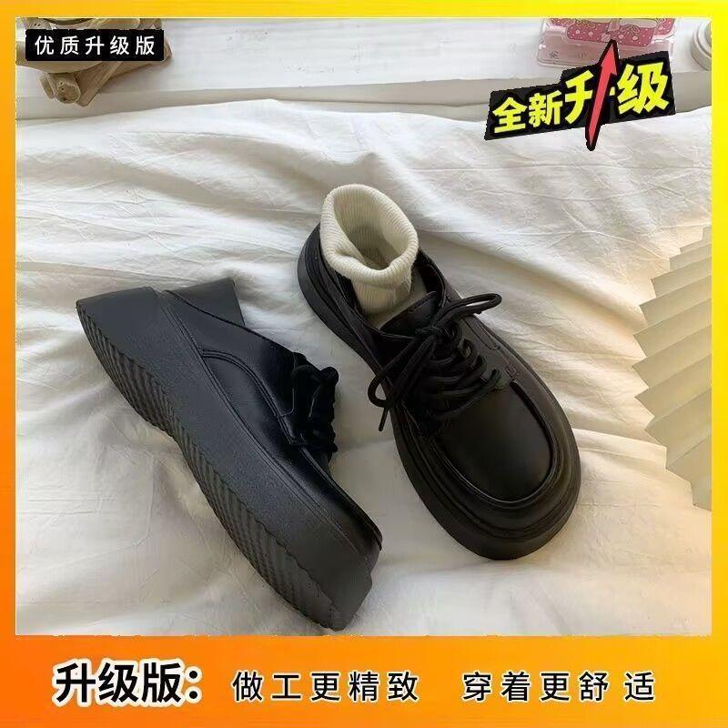 Platform Mary Jane small leather shoes women's British style 2025 spring new Japanese round head thick heel with skirt single shoes