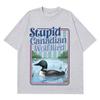 Stupid Canadian Wolf Bird Funny Meme Tshirt Unisex Women Fashion Casual Cotton Tshirts Summer Shortsleeved Cotton Tshirts