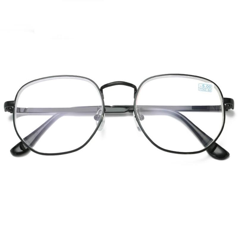 -1.0 -1.5 -2.0 To -6.0 Student Myopia Glasses Finished Golden And Black Frame Blue Film Short Sight Eyewear Prescription Glasses