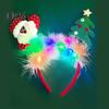 Women Girl Hair Hoop LED Christmas Reindeer Santa Claus Decor Headband Cartoon Style Cosplay Headband Photography Props