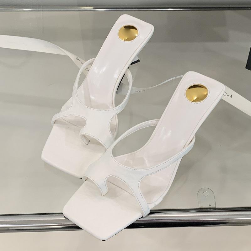 Eilyken Women Slippers Fashion Square Square Clip Toe Thin Low Heels Party Sandals Summer Slide Ladies Shoes