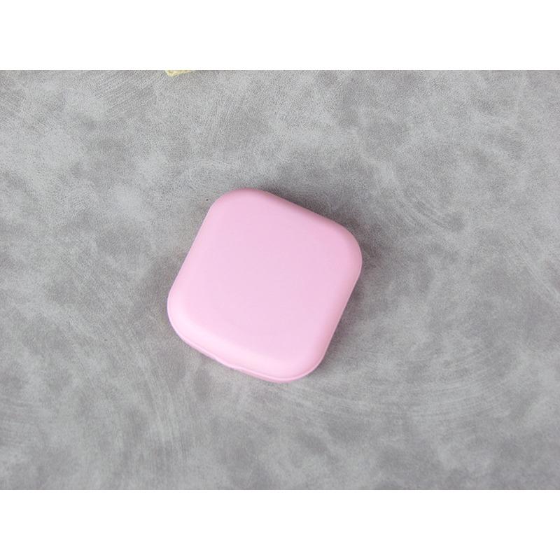 Mini Solid Color Contact Lens Case Contact Lens Container Girls Travel Holder Storage Eye Container with Mirror