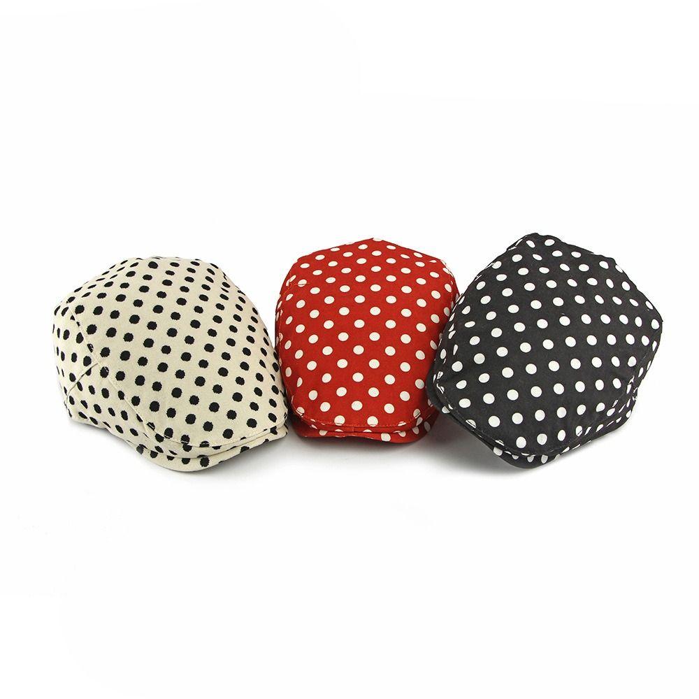 Y2k Polka Dot Beret Cotton Retro Painter Hat Personality Forward Cap Spring