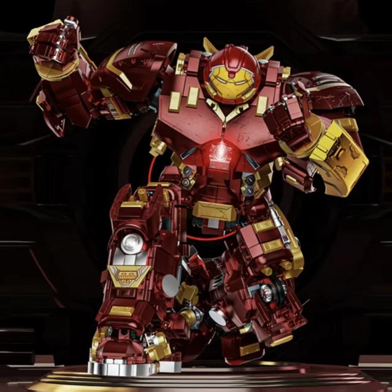 In Stock Marvel Iron Man Hulkbuster Mecha 2653 Particles Luminous Edition Avengers Plastic Assembly Model Boy Toy Festival Gift