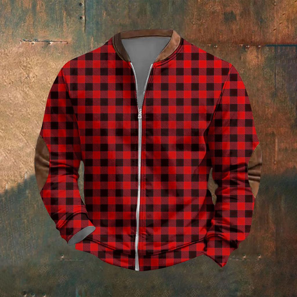 Men'S Retro Casual Sportswear With Open Zipper Sweatshirt Jacket