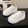 Mode Damen Sneaker 6CM Dicke Sohle Canvas Schuhe Schnürer Flats Lässige Damen Plateau Tennis Sportschuh Vulkanisierte Zapatos