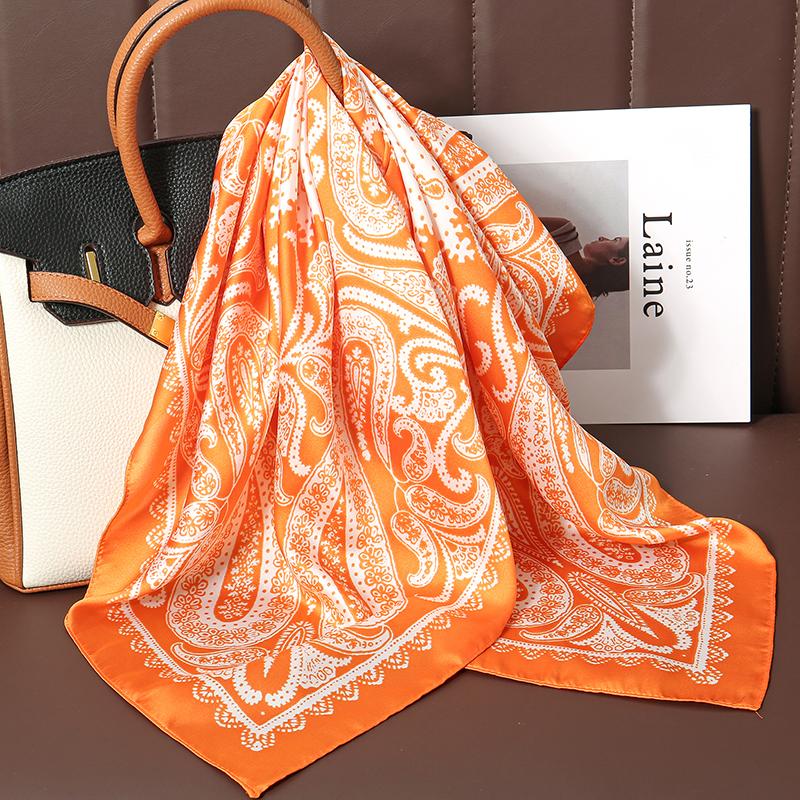 Fashion Print Silk Hairbands Scarf Women  Spring New Elagant Floral Bandana Neck Kerchief Head Bands Foulard Female Scarfs