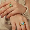 Trendy Heart Enamel Ring: Adjustable Copper-Plated Finger Ring with Micro-set Zirconia for Couples