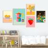Retro Trendy Floral Rainbow Poster Wall Art Print Abstract Canvas Painting Spaghetti Dinner Date Room Cuadros Decorativos