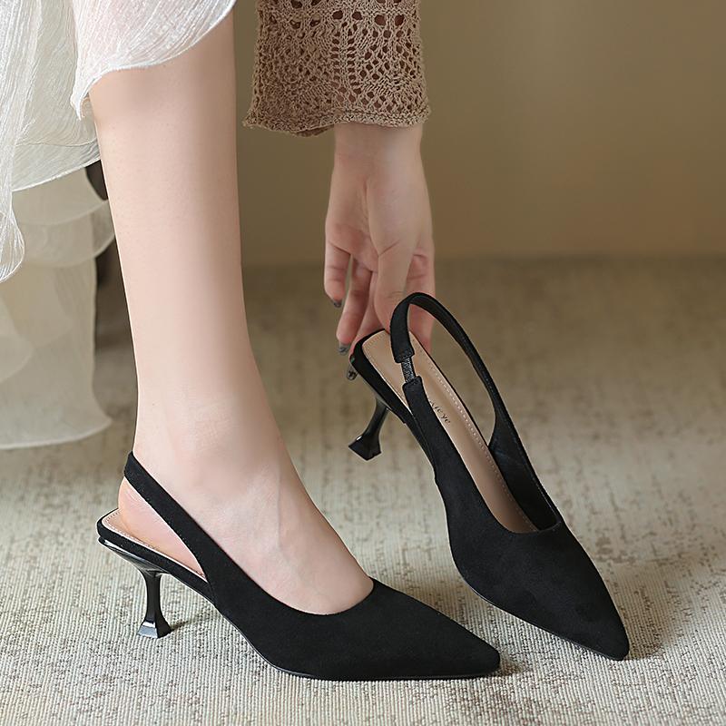2025 New Design Summer Women's Sandals Closed Toe  Thin Heel Single Shoes with Fashion Hollow Pointed Women's Shoes