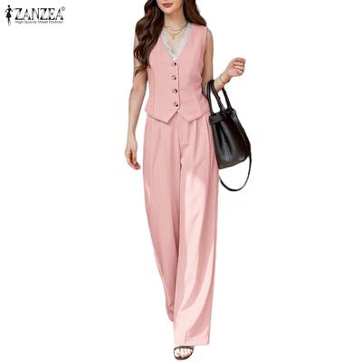 Women Sleeveless Vest Tops and Long Pants Casual Two Piece Suit Sets
